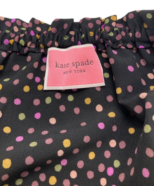 Kate Spade（ケイトスペード）Kate Spade (ケイトスペード) ギャザーネックマルチドットワンピース ブラックの古着・服飾アイテム