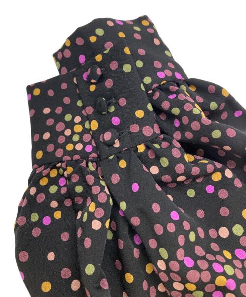 Kate Spade（ケイトスペード）Kate Spade (ケイトスペード) ギャザーネックマルチドットワンピース ブラックの古着・服飾アイテム