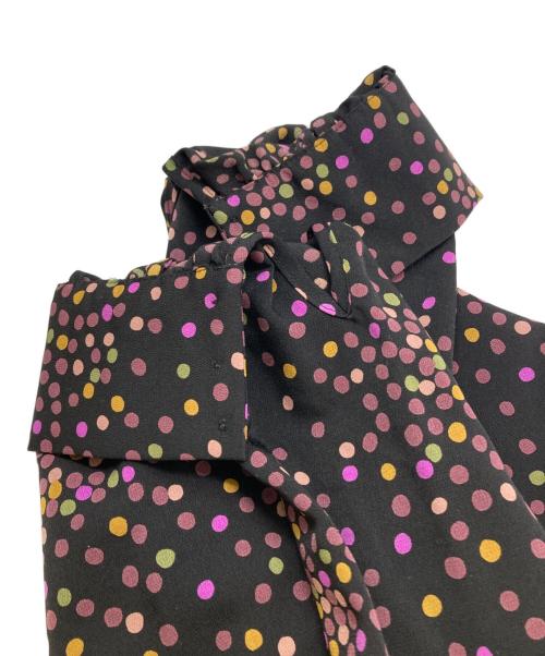 Kate Spade（ケイトスペード）Kate Spade (ケイトスペード) ギャザーネックマルチドットワンピース ブラックの古着・服飾アイテム