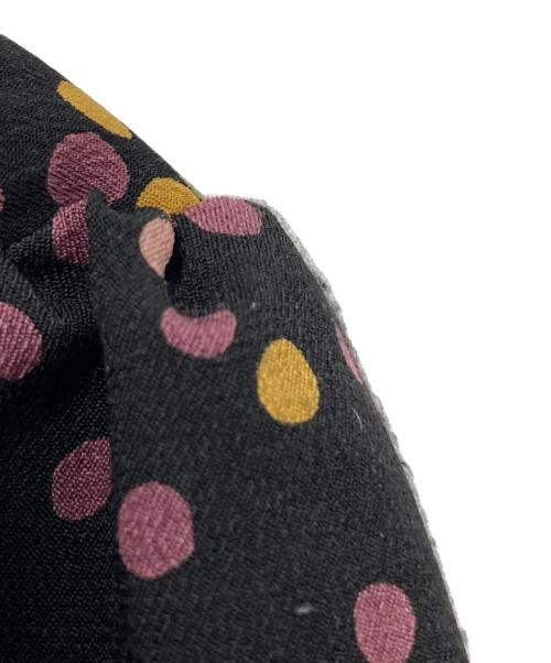 Kate Spade（ケイトスペード）Kate Spade (ケイトスペード) ギャザーネックマルチドットワンピース ブラックの古着・服飾アイテム