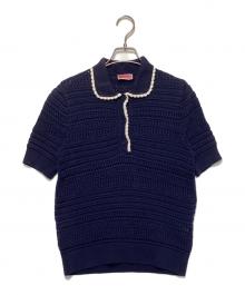 Kate Spade（ケイトスペード）の古着「透かし編みニットポロ」｜ネイビー