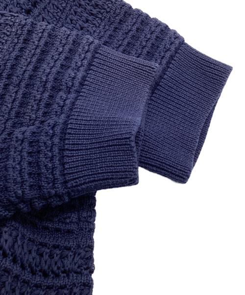 Kate Spade（ケイトスペード）Kate Spade (ケイトスペード) 透かし編みニットポロ ネイビー サイズ:Sの古着・服飾アイテム