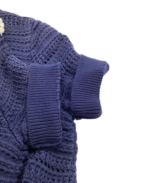 Kate Spade（ケイトスペード）Kate Spade (ケイトスペード) 透かし編みニットポロ ネイビー サイズ:Sの古着・服飾アイテム