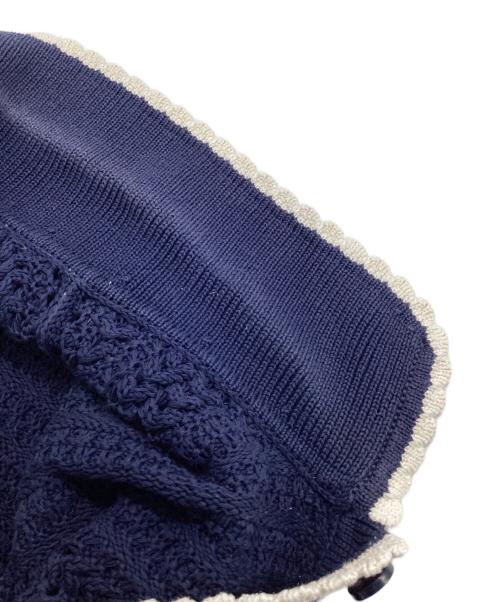 Kate Spade（ケイトスペード）Kate Spade (ケイトスペード) 透かし編みニットポロ ネイビー サイズ:Sの古着・服飾アイテム