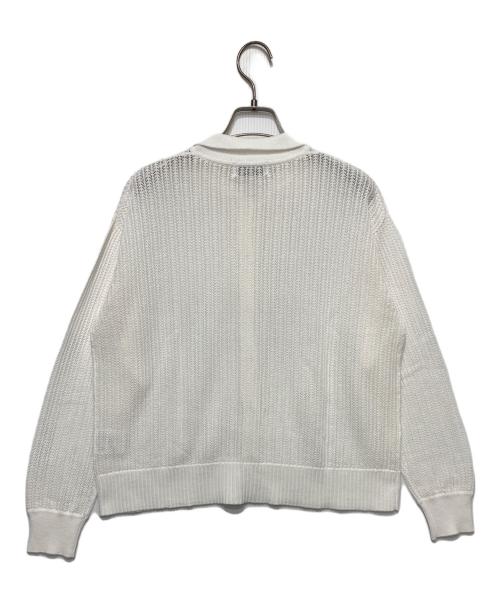 L'EQUIPE（レキップ）L'EQUIPE (レキップ) 透かしレース柄ニットカーディガン ホワイト サイズ:38の古着・服飾アイテム