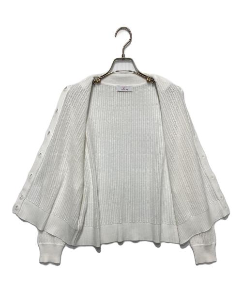 L'EQUIPE（レキップ）L'EQUIPE (レキップ) 透かしレース柄ニットカーディガン ホワイト サイズ:38の古着・服飾アイテム