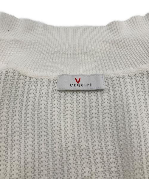 L'EQUIPE（レキップ）L'EQUIPE (レキップ) 透かしレース柄ニットカーディガン ホワイト サイズ:38の古着・服飾アイテム