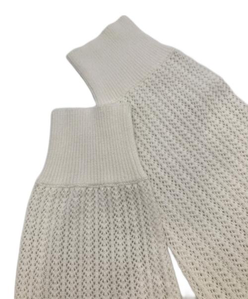 L'EQUIPE（レキップ）L'EQUIPE (レキップ) 透かしレース柄ニットカーディガン ホワイト サイズ:38の古着・服飾アイテム