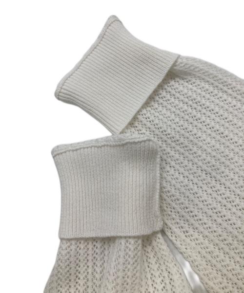 L'EQUIPE（レキップ）L'EQUIPE (レキップ) 透かしレース柄ニットカーディガン ホワイト サイズ:38の古着・服飾アイテム