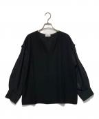 MOGAモガ）の古着「2WAYダブルクロスシアースリーブドッキングブラウス」｜ブラック