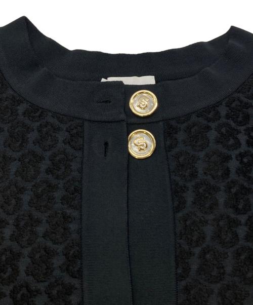 Salvatore Ferragamo（サルヴァトーレ フェラガモ）Salvatore Ferragamo (サルヴァトーレ フェラガモ) ジャガードカーディガン ブラック サイズ:Ｌの古着・服飾アイテム