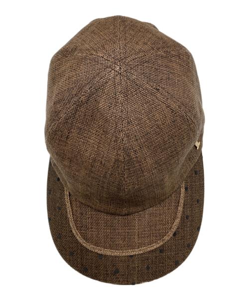 LANVIN en Bleu（ランバンオンブルー）LANVIN en Bleu (ランバンオンブルー) ペーパーチュール 6パネルキャップ ベージュ サイズ:M(57.5cm)の古着・服飾アイテム