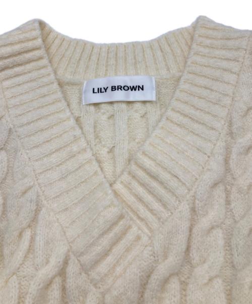 Lily Brown（リリーブラウン）Lily Brown (リリーブラウン) LilyBearケーブルニットミニワンピ アイボリー サイズ:Fの古着・服飾アイテム