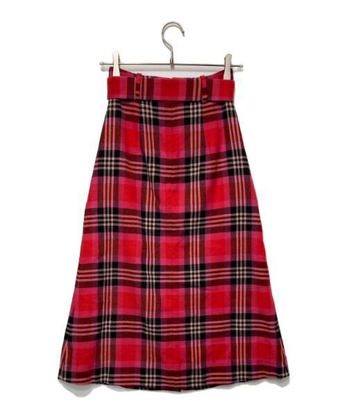 Kate Spade（ケイトスペード）Kate Spade (ケイトスペード) チェックスカート レッド×ピンク サイズ:00の古着・服飾アイテム