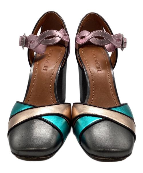COACH（コーチ）COACH (コーチ) アンクルストラップパンプス マルチカラー サイズ:7.5の古着・服飾アイテム