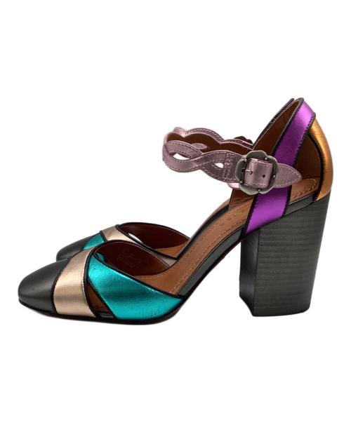 COACH（コーチ）COACH (コーチ) アンクルストラップパンプス マルチカラー サイズ:7.5の古着・服飾アイテム
