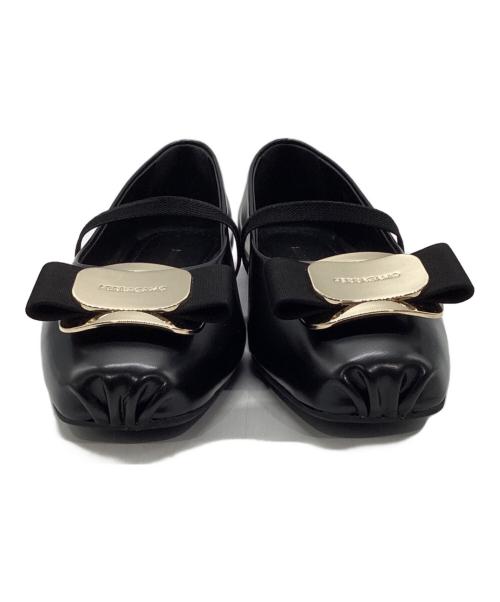 Ferragamo（フェラガモ）Ferragamo (フェラガモ) ヴァラリボンフラットパンプス ブラック サイズ:5 1/2の古着・服飾アイテム