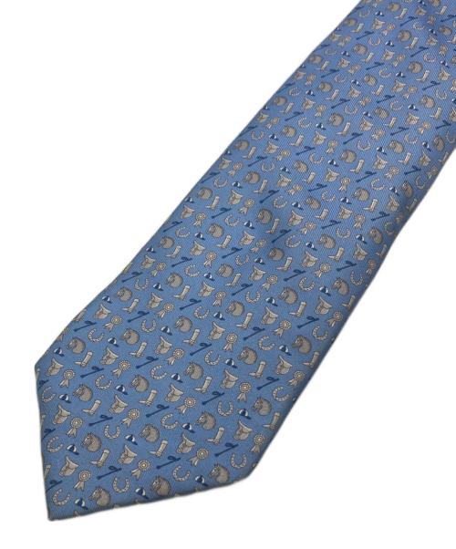HERMES（エルメス）HERMES (エルメス) シルクネクタイ ブルー サイズ:表記無しの古着・服飾アイテム