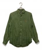 POLO RALPH LAURENポロ・ラルフローレン）の古着「ボタンダウンリネンシャツ」｜グリーン
