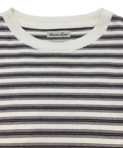 STEVEN ALAN（スティーブンアラン）STEVEN ALAN (スティーブンアラン) MVS BORDER SHORT SLEEVE TEE -BOLD/Tシャツ ホワイト×グレー サイズ:Sの古着・服飾アイテム
