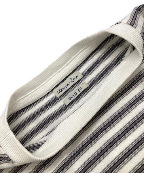 STEVEN ALAN（スティーブンアラン）STEVEN ALAN (スティーブンアラン) MVS BORDER SHORT SLEEVE TEE -BOLD/Tシャツ ホワイト×グレー サイズ:Sの古着・服飾アイテム