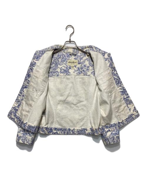 Eddie Bauer（エディーバウアー）Eddie Bauer (エディーバウアー) フラワープリントジャケット ホワイト×ブルー サイズ:Ｍの古着・服飾アイテム