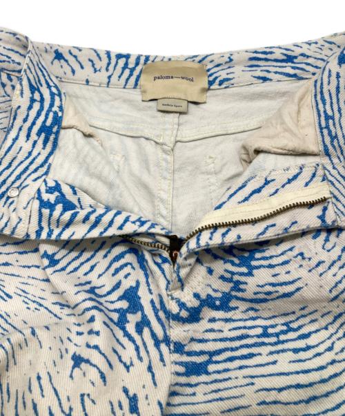 Paloma Wool（パロマウール）Paloma Wool (パロマウール) HUELLA 総柄パンツ ホワイト×ブルー サイズ:38の古着・服飾アイテム