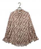 SALON adam et rope'サロンアダムエロペ）の古着「シーサイドダンサープリントオーバーシャツ」｜ピンク