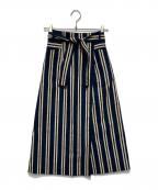GEORGES RECHジョルジュレッシュ）の古着「コットンリネンストライプナロースカート」｜ネイビー