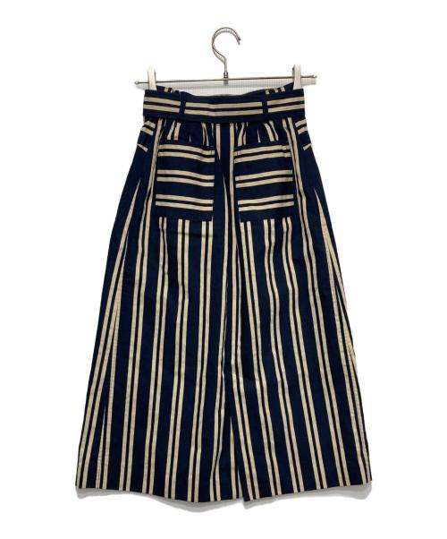 GEORGES RECH（ジョルジュレッシュ）GEORGES RECH (ジョルジュレッシュ) コットンリネンストライプナロースカート ネイビー サイズ:36の古着・服飾アイテム