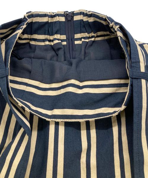 GEORGES RECH（ジョルジュレッシュ）GEORGES RECH (ジョルジュレッシュ) コットンリネンストライプナロースカート ネイビー サイズ:36の古着・服飾アイテム