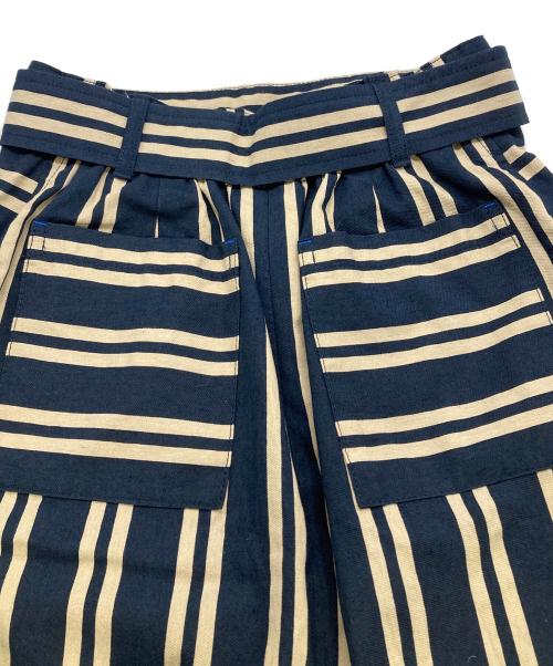GEORGES RECH（ジョルジュレッシュ）GEORGES RECH (ジョルジュレッシュ) コットンリネンストライプナロースカート ネイビー サイズ:36の古着・服飾アイテム