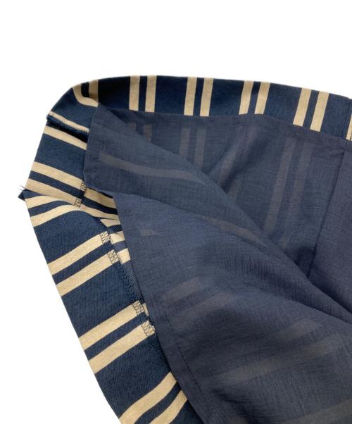 GEORGES RECH（ジョルジュレッシュ）GEORGES RECH (ジョルジュレッシュ) コットンリネンストライプナロースカート ネイビー サイズ:36の古着・服飾アイテム