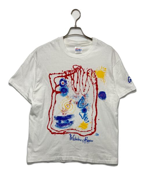 Hanes（ヘインズ）Hanes (ヘインズ) 90s アートデザインTシャツ ホワイト サイズ:Ｌの古着・服飾アイテム