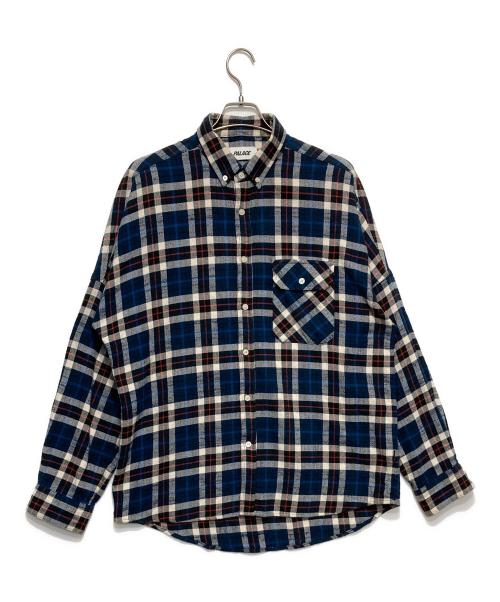 PALACE（パレス）PALACE (パレス) FLANNEL DROP SHOULDER SHIRT ブルー サイズ:Ｌの古着・服飾アイテム