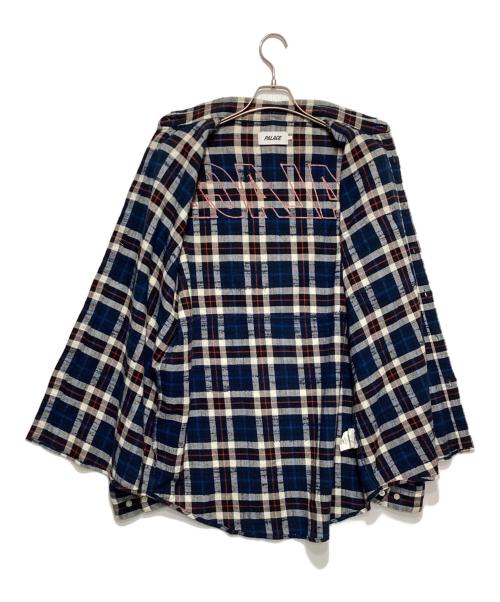 PALACE（パレス）PALACE (パレス) FLANNEL DROP SHOULDER SHIRT ブルー サイズ:Ｌの古着・服飾アイテム