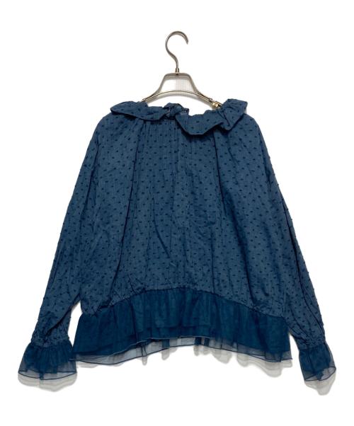 Samansa Mos2（サマンサモスモス）Samansa Mos2 (サマンサモスモス) kazumi (カズミ) リネンブレンドフリルカラーブラウス インディゴ サイズ:F 未使用品の古着・服飾アイテム