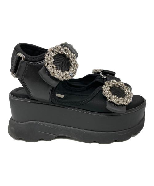 Snidel（スナイデル）Snidel (スナイデル) ビジュースニーカーソールサンダル ブラック サイズ:Sの古着・服飾アイテム