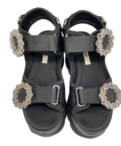 Snidel（スナイデル）Snidel (スナイデル) ビジュースニーカーソールサンダル ブラック サイズ:Sの古着・服飾アイテム