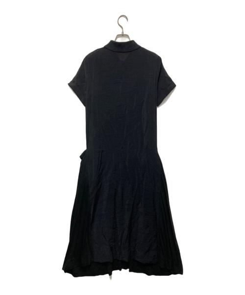 Y's（ワイズ）Y's (ワイズ) 異素材切替リボンポケットワンピース ブラック サイズ:2の古着・服飾アイテム