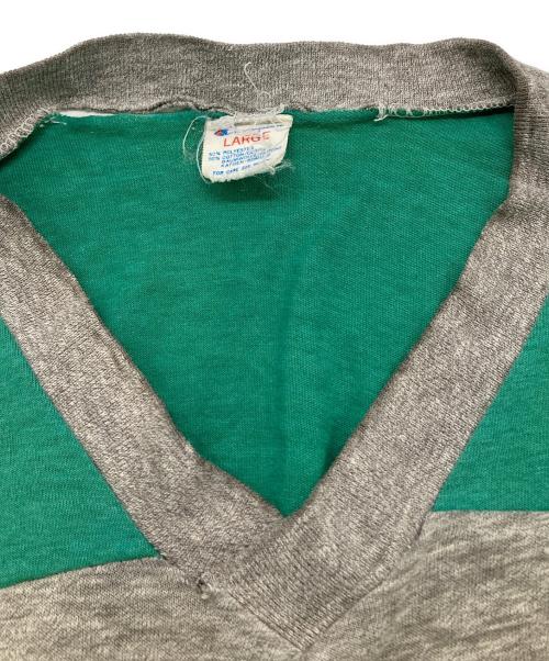 Champion（チャンピオン）Champion (チャンピオン) RICHLANDフットボール Tシャツ グレー×グリーン サイズ:Ｌの古着・服飾アイテム