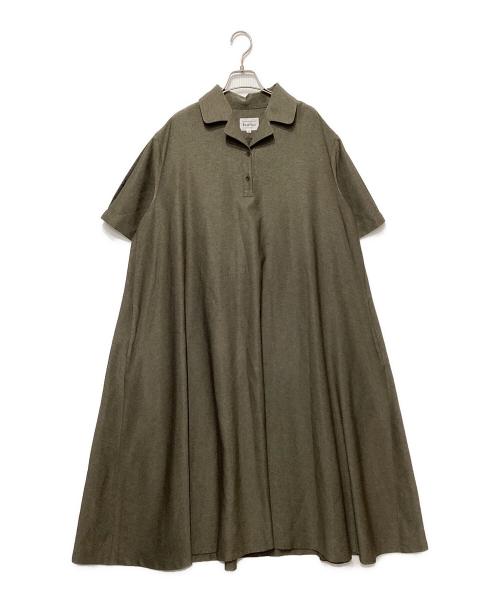 foufou（フーフー）foufou (フーフー) ester herringbone open collar one piece カーキ サイズ:1の古着・服飾アイテム