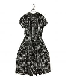 PINK HOUSE（ピンクハウス）の古着「ドットフリルワンピース」｜ブラック×ホワイト