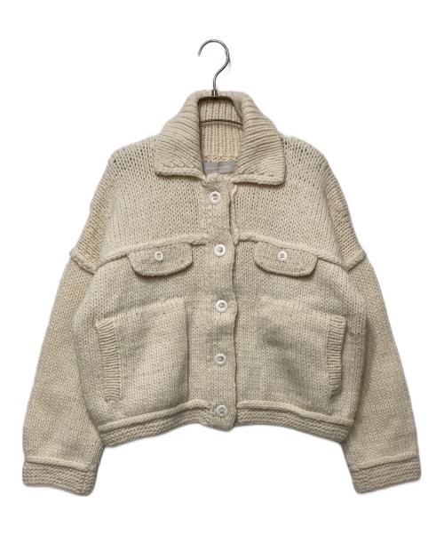 Audrey and John Wad（オードリーアンドジョンワッド）Audrey and John Wad (オードリーアンドジョンワッド) ペルーハンドニットGジャン風ブルゾン アイボリー サイズ:Fの古着・服飾アイテム