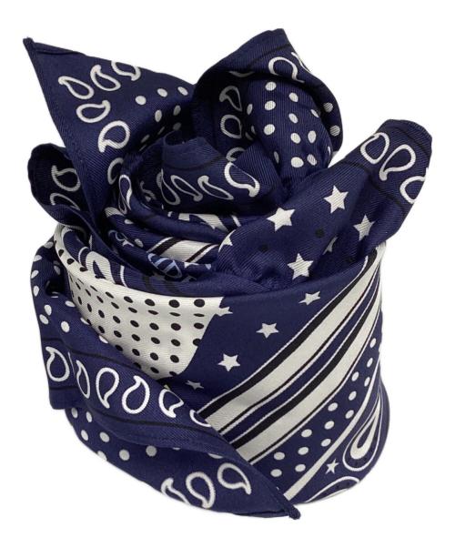 HERMES（エルメス）HERMES (エルメス) カレ70 ネイビー×ホワイトの古着・服飾アイテム