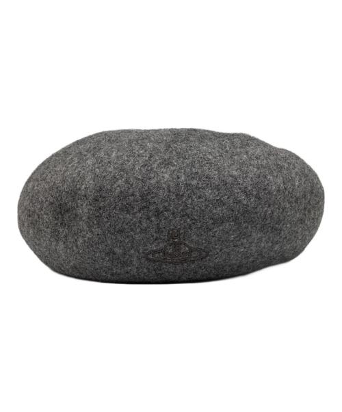 Vivienne Westwood（ヴィヴィアンウエストウッド）Vivienne Westwood (ヴィヴィアンウエストウッド) オーブ刺繍ベレー帽 グレー サイズ:SMの古着・服飾アイテム