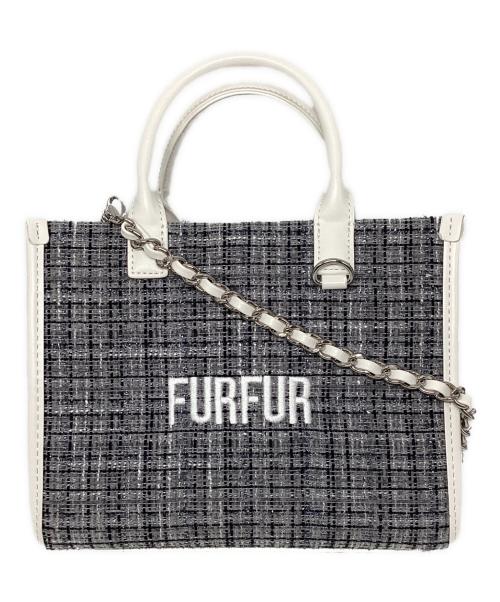 furfur（ファーファー）furfur (ファーファー) ツイードロゴトートバッグ グレーの古着・服飾アイテム