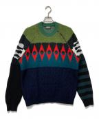 DIESELディーゼル）の古着「patchwork wool blend pullover」｜グリーン