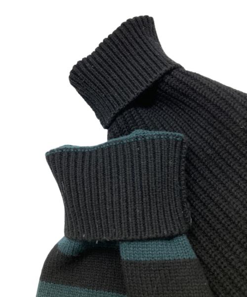 DIESEL（ディーゼル）DIESEL (ディーゼル) patchwork wool blend pullover グリーン サイズ:Lの古着・服飾アイテム