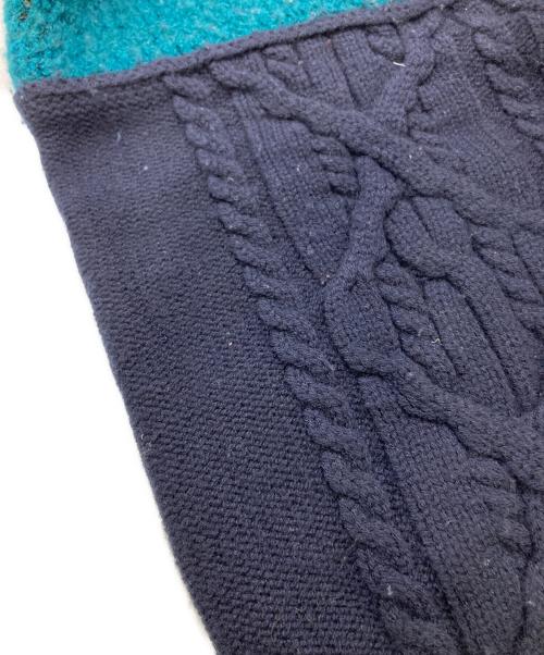 DIESEL（ディーゼル）DIESEL (ディーゼル) patchwork wool blend pullover グリーン サイズ:Lの古着・服飾アイテム